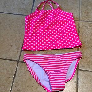 Pink and white swimsoute size: 14